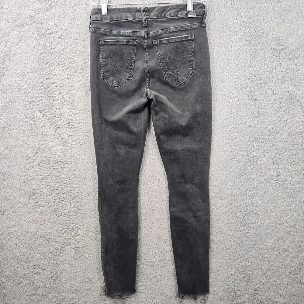 MOTHER Jeans Women's The Looker Zip Fray Dye Faded Black Size 26